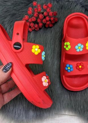 Сандалии детские пенка красные в цветах для девочки 51094 фото