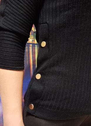 Свитер кофта гольф водолазка блуза блузка вязаная рукав три четверти трансформер чёрный лонгслив2 фото