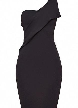 Чорна сукня футляр міді асиметрія 🖤 plt5 фото