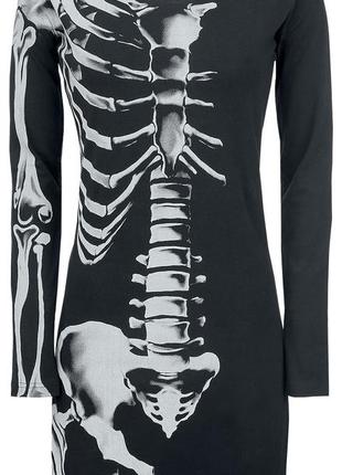 Киута неформальная готическая рокерская панк платье со скелетом full volume by emp