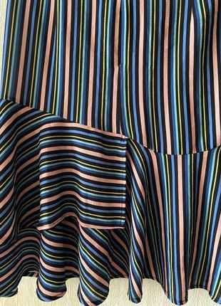 Koton юбка мини короткая воланы с воланами асимметричный подол полоска полосатая полоски разноцветная4 фото