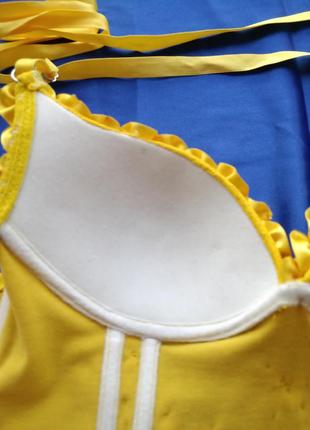 Жіночий ексклюзивний сексуальний пеньюар жовтого кольору вишитий бісером і квітами піжама ночнушка7 фото