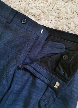 Темно синие брюки в клетку шерсть  amber5 фото