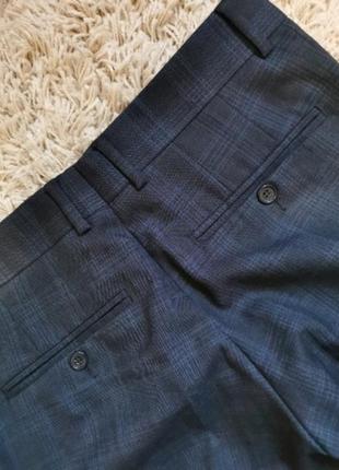 Темно сині штани в клітку шерсть amber8 фото