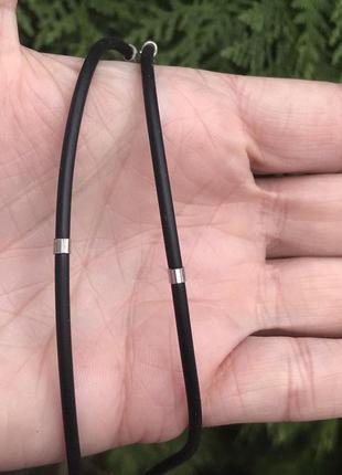 Цепочка каучук с серебряными вставками 4012ч, 65 размер