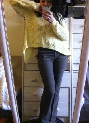 Желтый меланжевый кроп свитер с открытой спинкой m