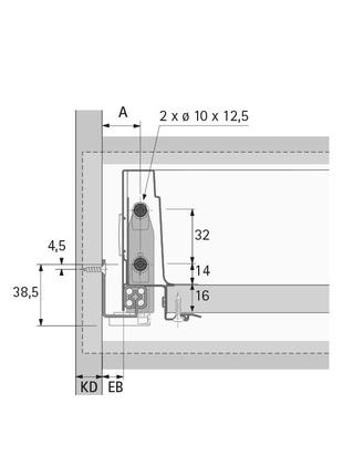 Комплект ящиків hettich atira, часткового висування ss l=350 h=70, без надставки, антрацит5 фото