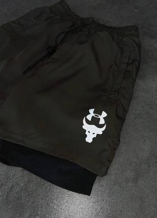 Чоловічі спортивні шорти under armour кольору хакі5 фото