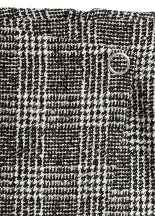 Плотная шерстяная юбка на запах h&m зимняя мини юбка в клетку принц уэльский3 фото