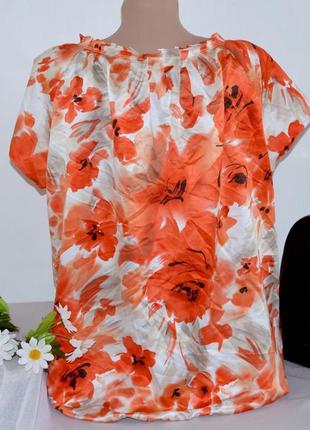 Брендовая яркая атласная блуза bm вьетнам принт цветы2 фото