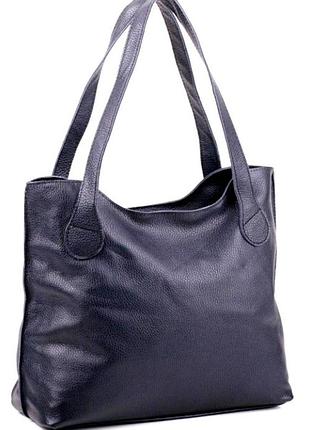 Практичная женская сумочка из натуральной мягкой кожи синий