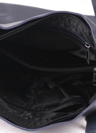 Практичная женская сумочка из натуральной мягкой кожи синий5 фото