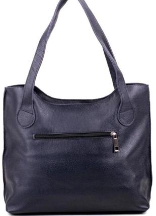 Практичная женская сумочка из натуральной мягкой кожи синий3 фото