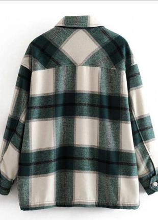 Рубашка в клетку плотная теплая фланелевая байковая легкое пальто в стиле zara6 фото