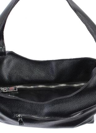 Жіноча стильна сумка з натуральної телячої шкіри чорний6 фото