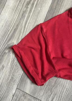 Базовый красный топ, укороченная футболка оверсайз4 фото