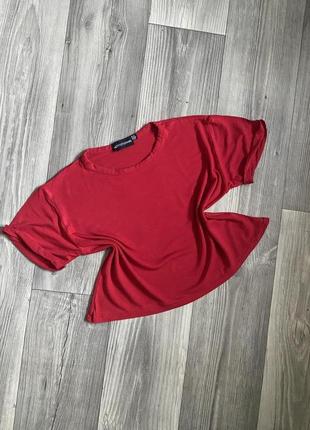 Базовый красный топ, укороченная футболка оверсайз6 фото