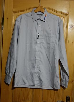 Формальная светло-серая  рубашка из мерсеризованного хлопка james&nicholson германия 39/40
