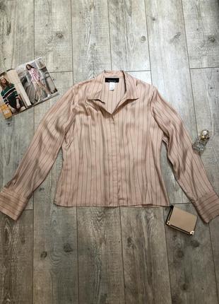 Шелковая блузка персиковая в полоску jones new york