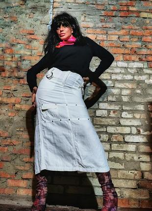 Юбка льняная длинная макси прямая marina yachting прямая с заклепками