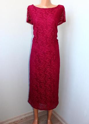 Бордовое кружевное платье xxl