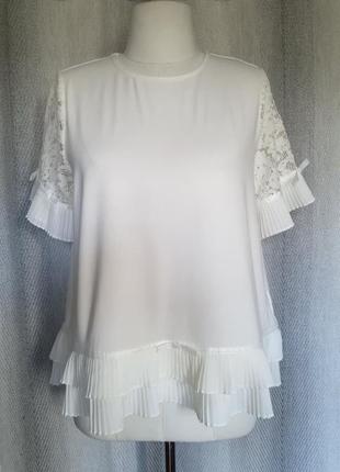 95% вискоза нарядная вискозная женская французская блуза натуральная летняя молочная блузка кружево3 фото