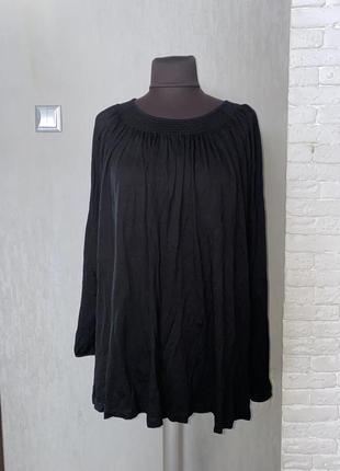 Удлиненная трикотажная блуза большого размера туника на резинке батал yessica, xl