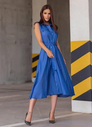 Женское платье летний джинс 50-52,54-56 голубой,т.синий,черный4 фото