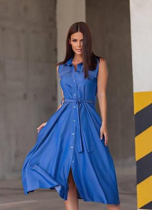 Женское платье летний джинс 50-52,54-56 голубой,т.синий,черный2 фото