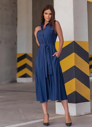 Женское платье летний джинс 50-52,54-56 голубой,т.синий,черный8 фото
