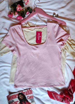 Кофта женская розовая с короткими рукавами футболка с вырезом горловины