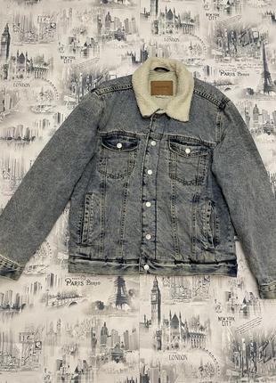 Pull&bear denim sherpa   мужская джинсовая куртка на меху4 фото