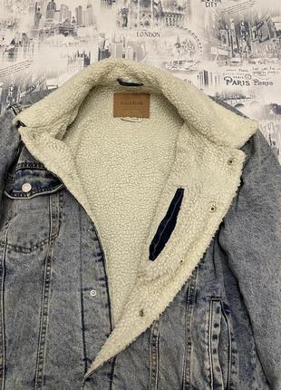 Pull&bear denim sherpa   мужская джинсовая куртка на меху5 фото