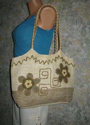 Літня сумка з рисової соломки