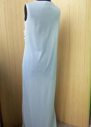 Серебристое  белое вечернее длинное нарядное платье в пол2 фото
