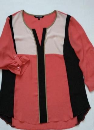 Шифонова блуза блузка з регулюючими рукавами контрастним забарвленням3 фото