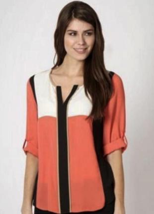 Шифонова блуза блузка з регулюючими рукавами контрастним забарвленням1 фото