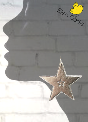 Золотые звездочки из кожи /серебряные/звезды/серьги от дизайнера elen godis1 фото