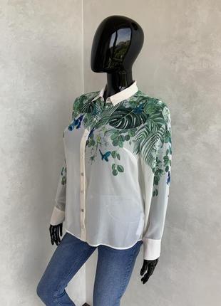 Oasis очень красивая блузка рубашка в тропический принт h&amp;m zara massimo5 фото
