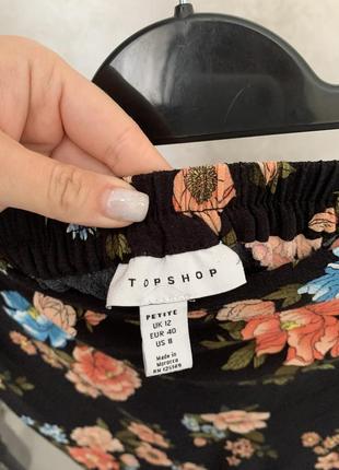 Вискозная прямая миди юбка в цветочный принт6 фото