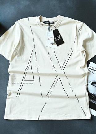 Футболка мужская армани бежевая / футболка от armani на лето