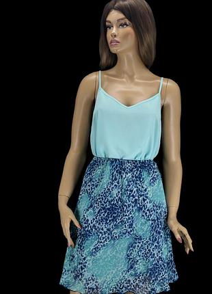 Гарна шифонова синьо-бірюзова спідниця міні "blue motion". розмір eur36-38.