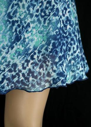 Красивая шифоновая сине-бирюзовая юбка мини "blue motion". размер eur36-38.6 фото