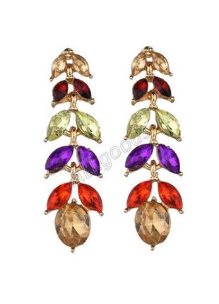 Серьги гвоздики с цветными камнями (ear-ring8)2 фото