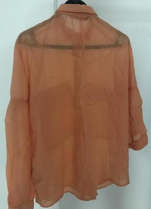 Zara натуральная рубашка рамие+ коттон с объемными карманами9 фото