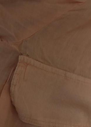 Zara натуральная рубашка рамие+ коттон с объемными карманами8 фото