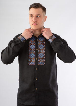 Высокого качества вышиванка мужская рубашка вов028 украина  xl 2xl 3xl2 фото