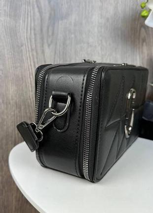 Женская стеганая сумочка клатч черный с черным7 фото