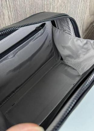Женская стеганая сумочка клатч черный с черным8 фото