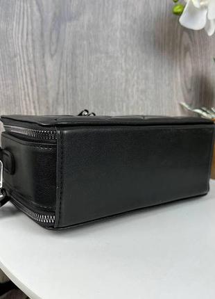 Женская стеганая сумочка клатч черный с черным6 фото